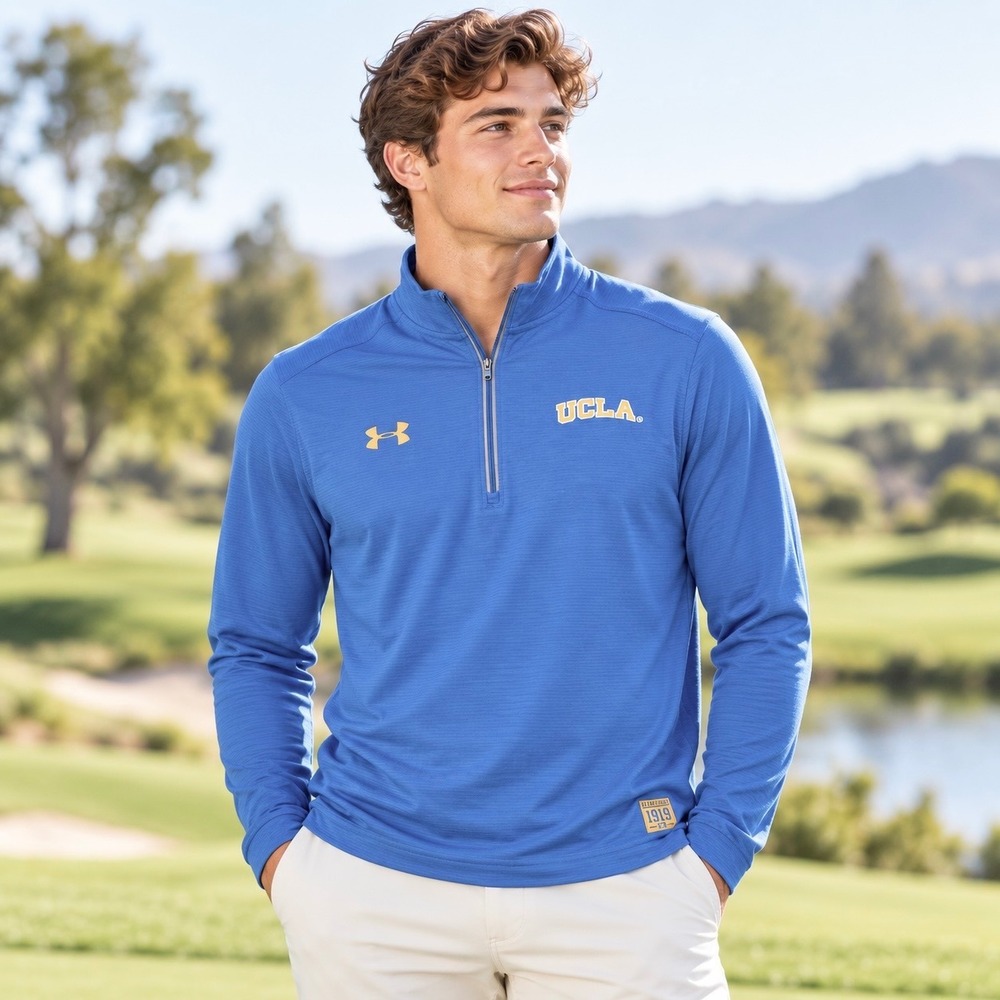 Under Armour UCLA Bruins Threadborne 1/4 Zip Men's S Blue Sporty Prep 2017 EUC